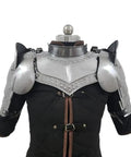 Iron Armor Gorget Set With Pauldrons And Spaulders For Medieval Cosplay, Steel Finish Costume Armor Shield For Shoulder And Neck