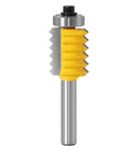Top Shelf Multi Tooth Tenon Cutter With 8mm Shank For Woodworking And Splicing Machines Hella Tough Alloy Steel Slotting Bit, yellow and silver color, precision design.