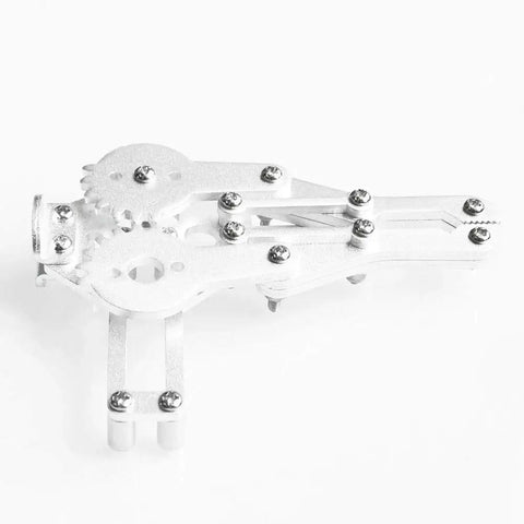 MG995 Servo Arm Kit With Paw Gripper Clamp For DIY Robotics Projects Ready To Run Durable Robotic Manipulator Arm Kit For Makers And Hobbyists Budget Friendly New, showing metal paw gripper in close-up.