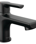 Flute Matte Black Bathroom Faucet With 0.5 GPM Flow Fits 1 Or 3 Hole 4 Inch Install Includes Base Plate And Pop Up Drain ADA Compliant