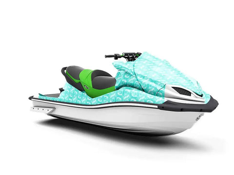 Jet ski with Tie Dye Seafoam Spiral Matte Vinyl Film Wrap For Cars 59 Inch By 11 Foot Sheet Roll With Dope Bubble Free Air Egress