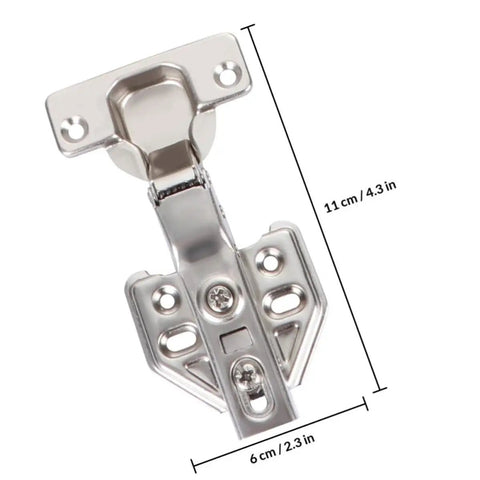 Hydraulic Cabinet Hinges With Quiet Operation 4 Pack Stainless Steel Heavy Duty Hinges with measurements visible