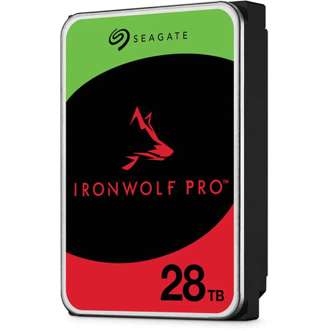 IronWolf Pro 28TB NAS Hard Drive Two Pack For 24x7 Operation With Fast Sustained Transfers And 550 TB Per Year Workload Rate Limit Built For Reliable Multi Drive NAS Storage And Heavy Read Write Workloads. Seagate IronWolf Pro 28TB NAS hard drive front label