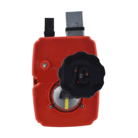 No Nonsense On Off Electric Actuator Delivering Smooth Operator Valve Control And Precise Flow Regulation Across 24 To 240 Volt Ac And Dc Ranges Built Tough For Troublefree Industrial Deployments, front view with control knob.
