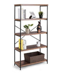 Low Key Very Sturdy Open Bookcase Flex Your Apartment Vibe Easy Peasy To Build Room Storage Organizer Display Rack X Back Wall Shelf For Living And Bedroom Spaces 31 By 14 By 63 Inches with books and plants