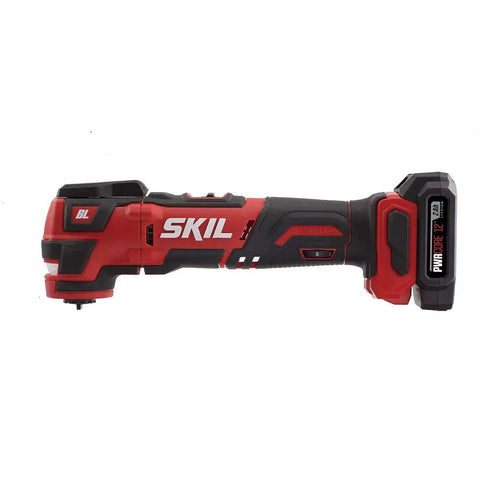 Side view of oscillating multitool from Four Tool Power Pack With Brushless 12V Half Inch Drill Driver, Oscillating Multitool, Area Light, And Bluetooth Speaker For Real DIY Pros. Includes Two 2.0Ah PWR Core 12 Batteries And Standard Charger For Long Lasting Runtime