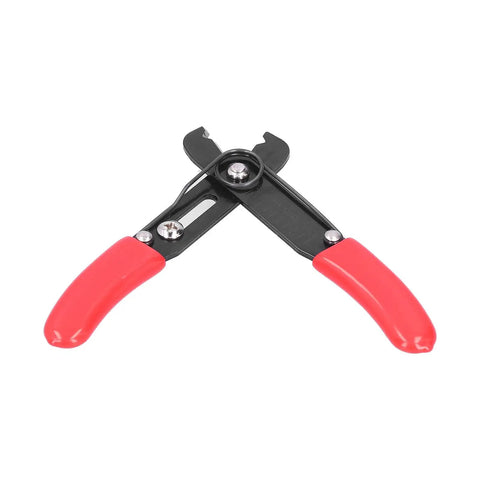 Heavy Duty 45 Steel Wire Stripper And Cable Cutter Pliers with red ergonomic grip, manual tool for electrical repair, size detail visible.