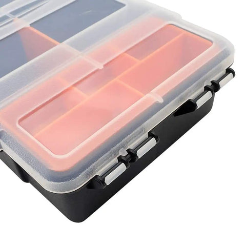 All Purpose Tool Parts Box With Removable Tray And 10 Plus Compartments Plastic Storage Case For Nails Screws Nuts Bolts Home DIY Organizer Waterproof Durable Box For Workshop And Garage