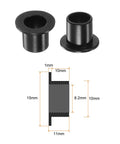 4 Pack Flanged Nylon Sleeve Bearings For Shafts, Self Lubricating Black Bushings, dimensions and side view