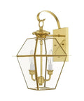 Westover 2-Light Outdoor Wall Lantern In Antique Brass, Old-School Style, Handcrafted Solid Brass Fixture, 18 X 11 X 11.8 Inches