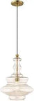 Antique Brass Finish One Light Mini Pendant With Hand Blown Art Glass Shade In Champagne Glass 18.5 Inch Ceiling Fixture