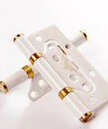 Stainless Steel Hinges Set 10 Pack White Bearing Hinges For Interior Doors And Cabinets showcased in elegant white and gold finish