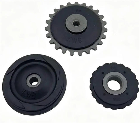 Hella Durable Motorcycle Timing Chain Roller Fits Honda NBC 110 S C 110 KWB SDH110 set of three idler rollers in black and steel.
