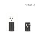 Downward Angled 4 In 1 NEMA 5-20P Power Adapter For NEMA 5-15R 5-20R 6-15R And 6-20R Receptacles front and side view