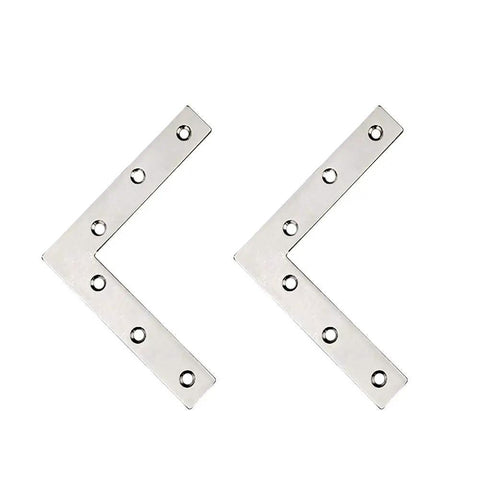 Flat L Shaped Corner Bracket Set, 2 Pcs 120 X 120 mm Stainless Steel Right Angle Repair Plate For Wood Shelves Cabinets Tables And Chairs, Heavy Duty Furniture Fastener Joint Connector For DIY Projects