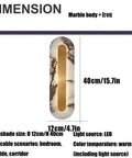 Modern Minimalist Long Marble Wall Sconce Nordic Alabaster Wall Mount Light Fixture with dimensions and material details.