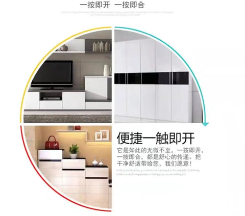 Home interiors showcasing Push To Open Cabinet Catches 2 Pack Magnetic Door Latches on white cabinets and cupboards.