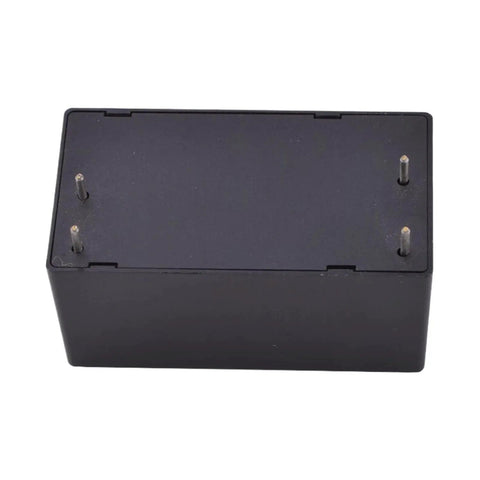 Rock Solid AC DC Power Supply 10 Watt 5 Volt 2 Amp Converter top view showing black compact body and mounting pins.