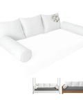 Twin Size Daybed Porch Swing Cushion Set With Crushed Foam Block Filling Back Pillows And Bolster Cushions For Outdoor Relaxation Replacement Made For Outdoor Use And Chill, white set
