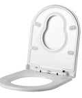 Heavy Duty Toilet Seat With Lid And Slow Close Mechanism For Standard Bowls, Slick White Resin Shell, open view.