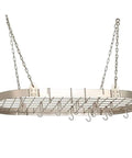 Sturdy Oval Pot Rack With Grid And 12 Hooks, Medium Gauge Steel, Satin Nickel Finish, 36 By 18 Inch Go To Kitchen Organizer