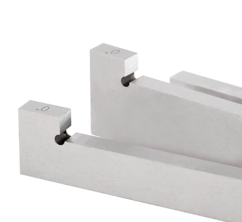 Accusize aluminum precision angle blocks; close-up of two blocks from a 17-piece set.
