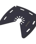 Versatile 3 In 1 Oscillating Tool Blade For Sawing, Scraping And Grinding In High Carbon Steel With Heat Treated Design, shown angled.