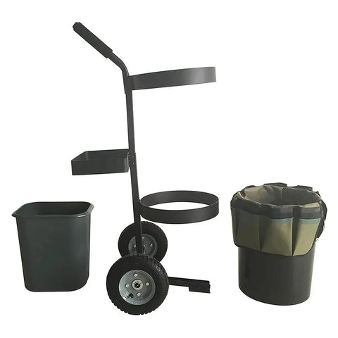 Rolling Garden Cart For Yard And Lawn Work Heavy Duty Mobile Tool Cart With Oxford Bag And 5 Gallon Bucket on white background