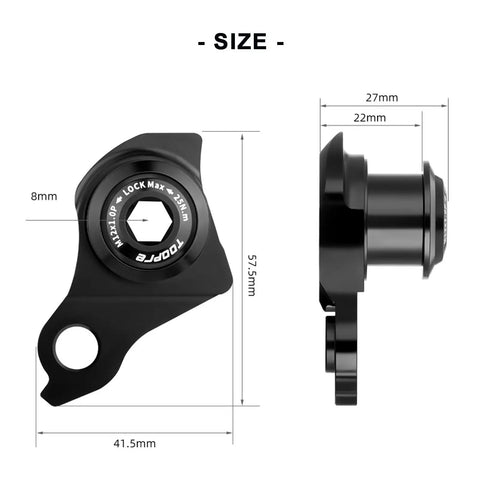Beefy Universal Derailleur Hanger Replacement For SRAM UDH With CNC Aluminum Body And Reverse Thread Bolts, side dimensions