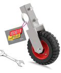 6 Inch Heavy Duty Undermount Gate Wheel Crafted From Galvanized Steel And Car Rubber Tires, featuring car-grade rubber tire and support bracket.