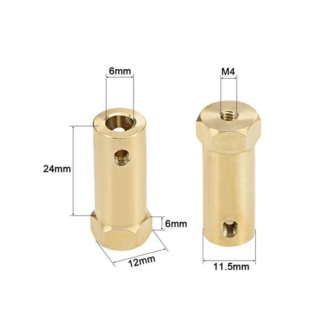 Beefy Hex Coupler 6mm Bore Brass Shaft Connector For RC Motors And Model Cars
