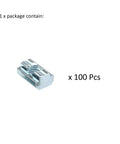 100 Piece M6 T Slot Slide Nuts For Aluminum Extrusion Framing Pro Grade Galvanized Steel Fasteners shown in close-up.