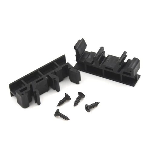 20 Sets Din Rail PCB Mounting Bracket Holder Carrier Clips For C45 Rail Width 35Mm Or 15Mm shown with screws, black plastic