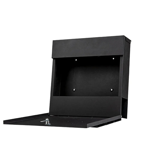 Built Tough Outdoor Wall Mount Locking Mailbox In Valencia Carbon Black, Galvanized Steel Construction, Top Loading And Rustproof Metal, Weather Resistant Design With Newspaper Holder, MD25N Model For Secure Mail And Packages