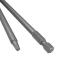 Close-up of Ten Piece Square Drive Bit Set With One Quarter Inch Shank Magnetic SQ2 Square Head Bits, S2 Alloy Steel