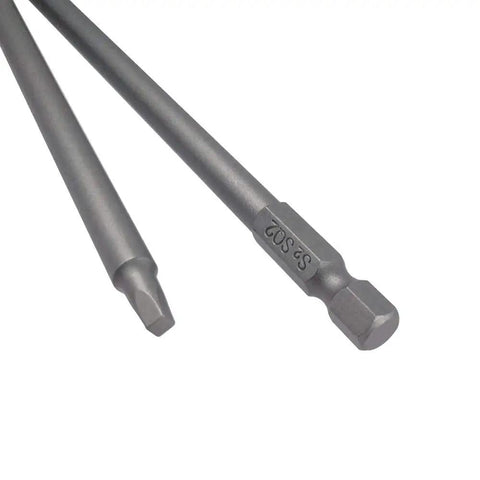 Close-up of Ten Piece Square Drive Bit Set With One Quarter Inch Shank Magnetic SQ2 Square Head Bits, S2 Alloy Steel