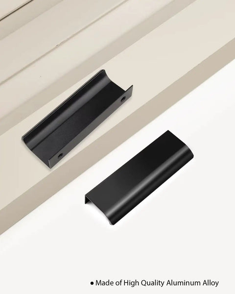 15 Pack Black Edge Cabinet Pulls Three And Three Quarter Inch Finger Pulls for Hidden Drawers Aluminum Alloy Heavy Duty