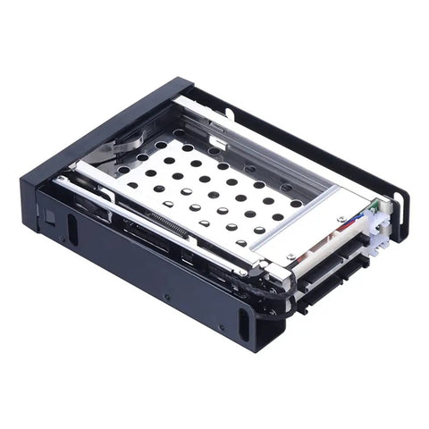 Dual Bay 2.5 Inch Sata Iii Hard Drive Hdd And Ssd Tray Caddy Internal Hot Swap Enclosure with grip handles and cooling vents.