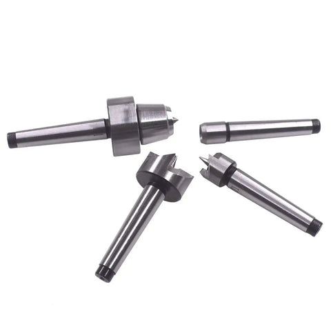 MT1 Steel Wood Lathe Live Center 4 Piece Set With Spur Driver, Spur Center, Cupped Dead Center And Live Center In Durable Wood Case, Ideal Lathe Accessory Kit For DIY Projects