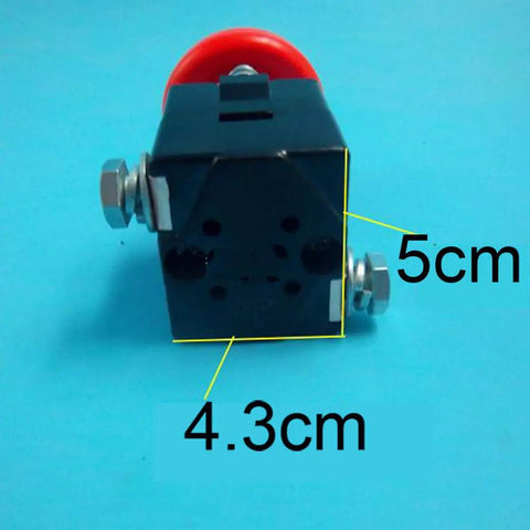 High Quality Ed125B 1 125A Red Mushroom Head Emergency Stop Switch Push Button, black body, 5cm height, 4.3cm width, easy installation.