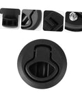 Front view of Kisangel flush pull slam latch with 1/4-round handle, marine-grade stainless steel for boat and RV decks