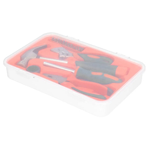 17Pcs Carbon Steel Hardware Tools Set With Hammer, Wrench, Pliers, Bits And Ratchet Handle in plastic case
