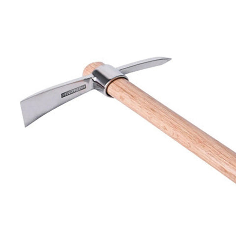 Stainless Steel Pickaxe Mattock For Gardening And Outdoor Work Handheld Tool with wooden handle and rust-resistant head