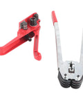 Heavy Duty Strapping Tensioner And Sealer Tool Set For PET And PP Plastic Straps with red handles and metal jaw