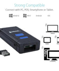 Pocket Size 1D Wireless Barcode Scanner With Bluetooth 3 In 1 2.4G And USB Wired Connectivity showing compatibility features