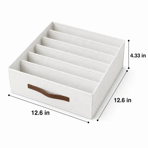 Fabric Drawer Organizer For Intimates And Bras With Six Roomy Compartments Plus Grip Handle Hella Breathable Linen Closet Bin 12.6 in