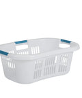 Hip Hugger Laundry Basket With Easy One Hand Carry Grip One And A Half Bushel White Hamper Lightweight Stackable Organizer