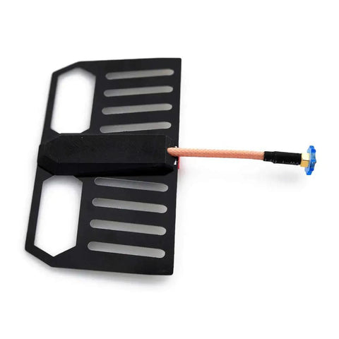 Shapeshifter Selectable Gain Omni Antenna For FPV Drones 868 915MHz Beamforming Tech For Extreme Range Omnidirectional Mode Crisp Video Link For Serious Drone Racing, black rectangular design with copper wire attachment.