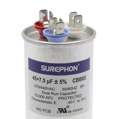 45/7.5 MFD AC Capacitor 370V 440V 50/60Hz CBB65B Run Start For Air Conditioners with three terminals