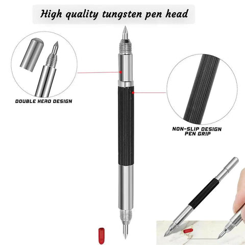 Kickass Rugged Double Tip Tungsten Carbide Scriber Set Precision Marking Pen with double head design and non-slip grip.